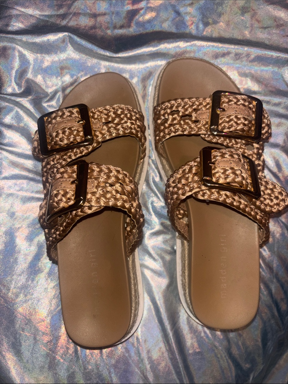 Madden Girl Braided Double-Buckle Slide Sandals